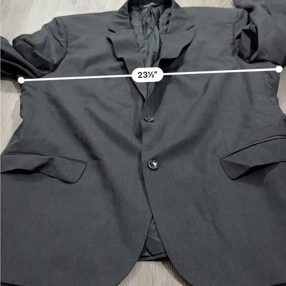 Joseph & Feiss Gold 100% Wool Dark Gray Two Button Long Sleeve Blazer Size 48R - Picture 8 of 9